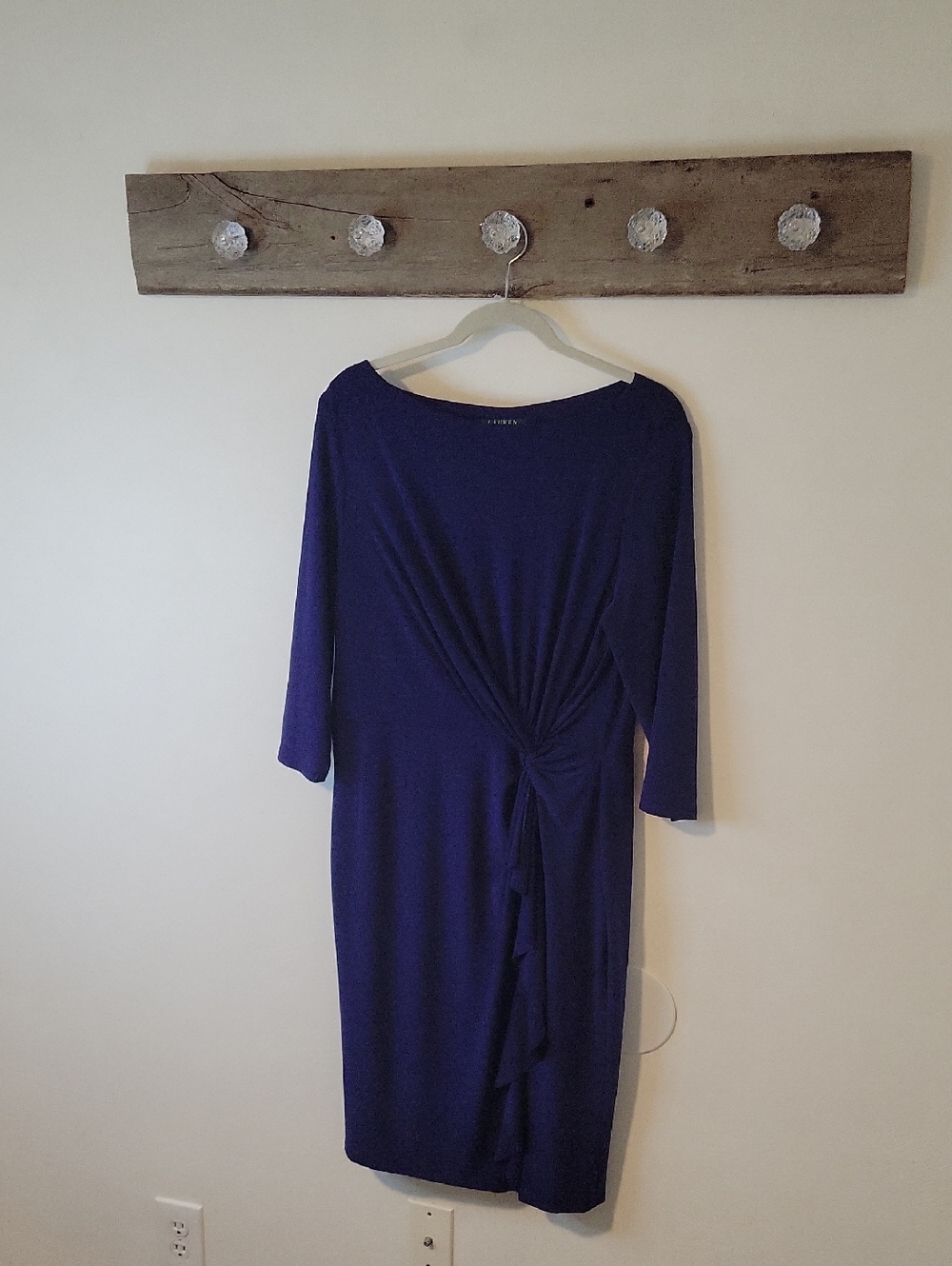 Ralph Lauren Royal Blue Twist-Detail Long Sleeve Dress SZ 16